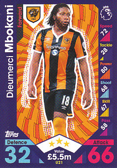 Dieumerci Mbokani Hull City 2016/17 Topps Match Attax Extra  #U21